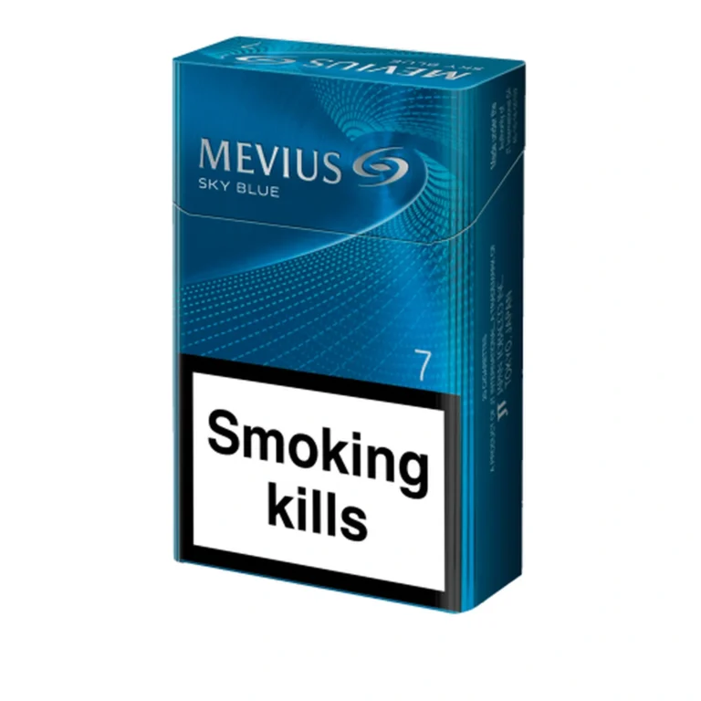 Mevius Sky Blue cigarette carton front view