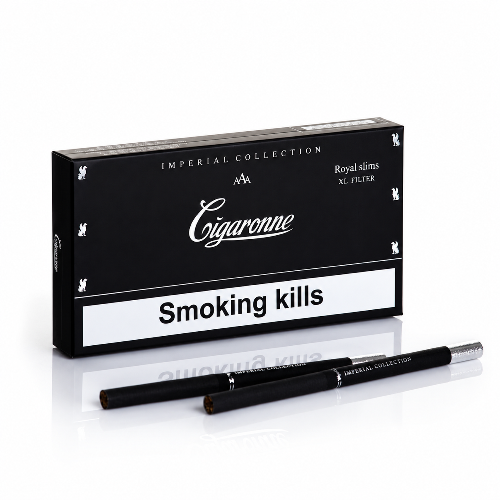 Cigaronne Royal Slims Black cigarette carton front view